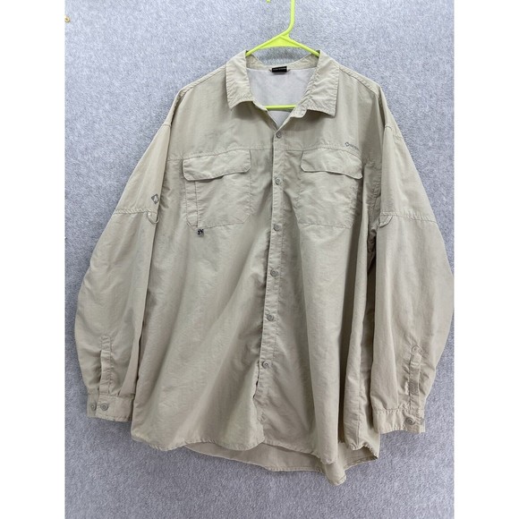 Naviskin Men's Button Down Shirt Long Sleeve Size XXL Beige Nylon Outdoor - Picture 1 of 10